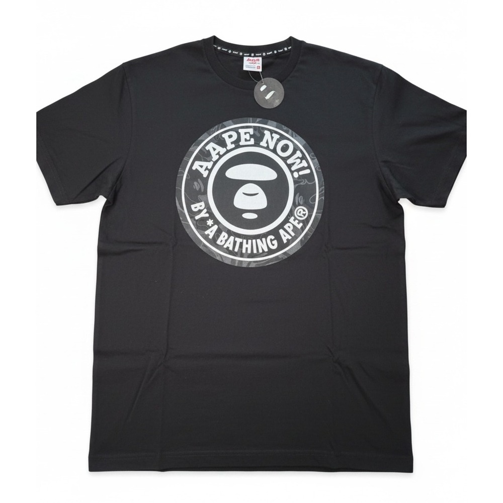 AAPE BY A BATHING APE Black Graphic Logo T-Shirt XL Streetwear Tee